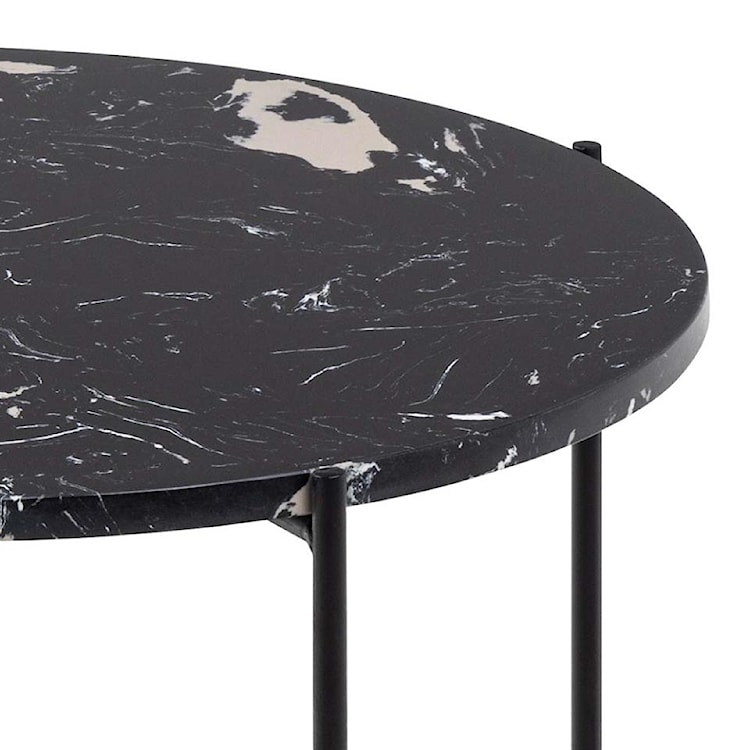 Stolik okrągły Daimered czarny marmurowy blat polerowany na metalowej podstawie 52 cm  - zdjęcie 3