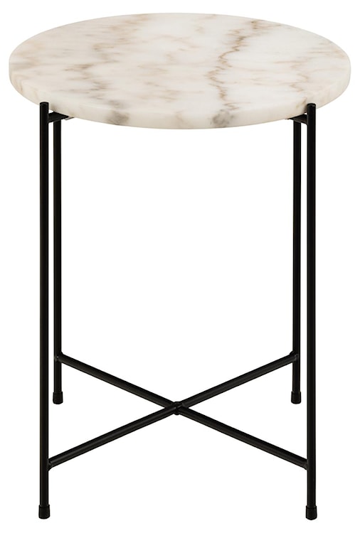 Stolik okrągły Daimered biały marmurowy blat polerowany na metalowej podstawie 42 cm  - zdjęcie 2
