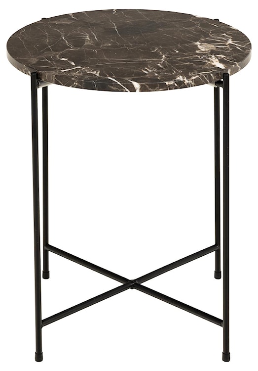 Stolik okrągły Daimered brązowy marmurowy blat polerowany na metalowej podstawie 42 cm  - zdjęcie 2