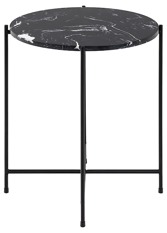 Stolik okrągły Daimered czarny marmurowy blat polerowany na metalowej podstawie 42 cm  - zdjęcie 2