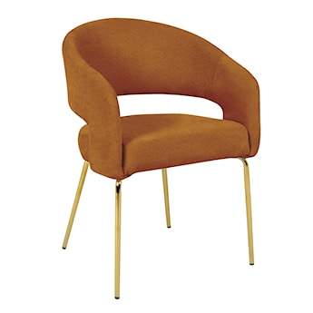 Krzesło tapicerowane Borrica z podłokietnikami miedziane/ złota podstawa
