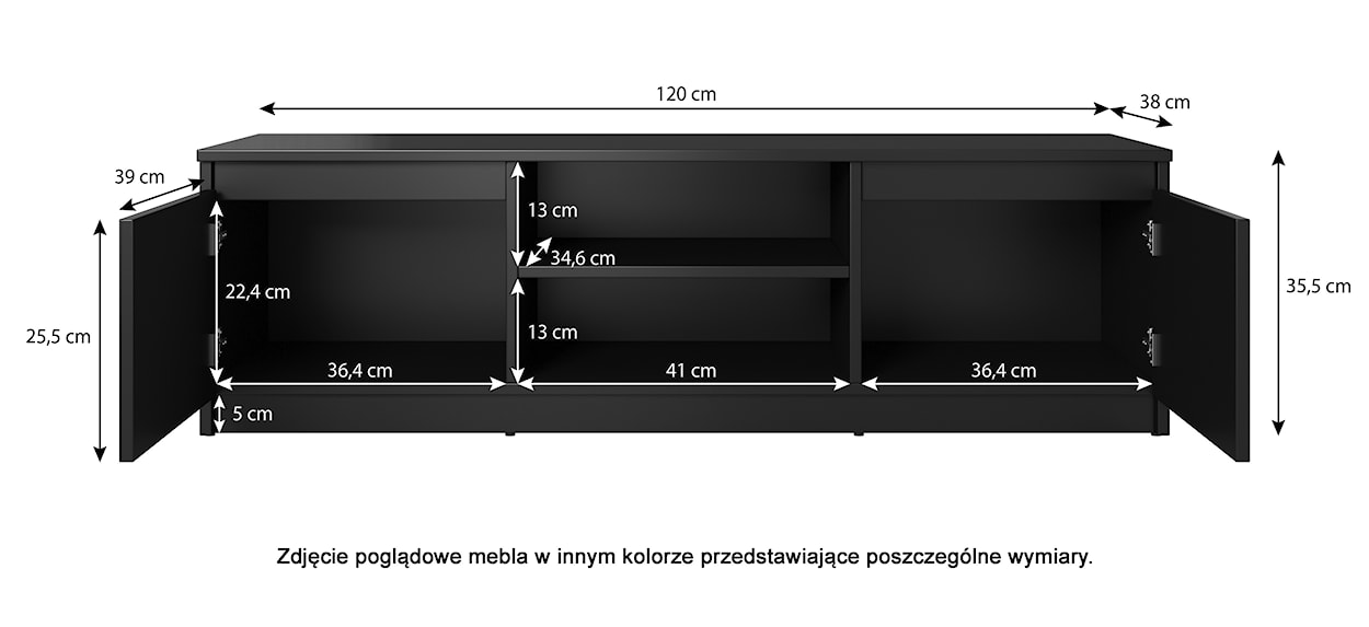 Szafka RTV Permys 120 cm sonoma/biały mat z oświetleniem  - zdjęcie 3