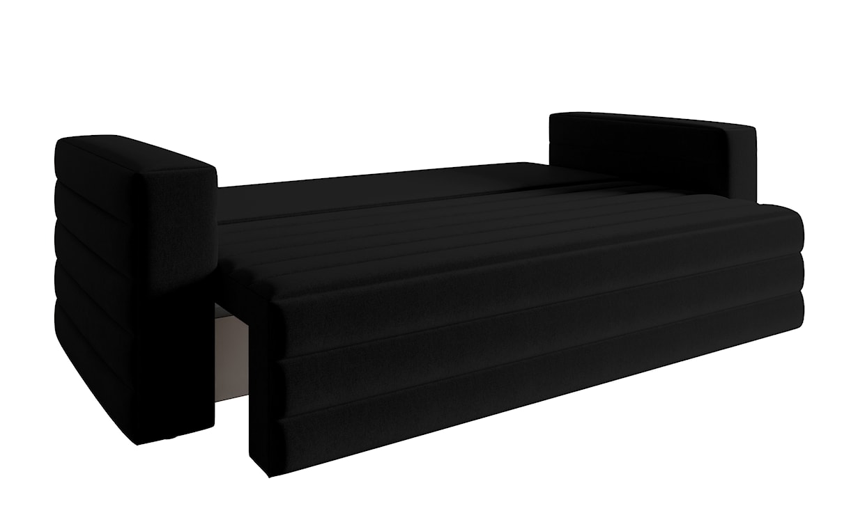 Kanapa rozkładana trzyosobowa Lilla czarna z pojemnikiem w tkaninie hydrofobowej welur nogi czarne  - zdjęcie 6