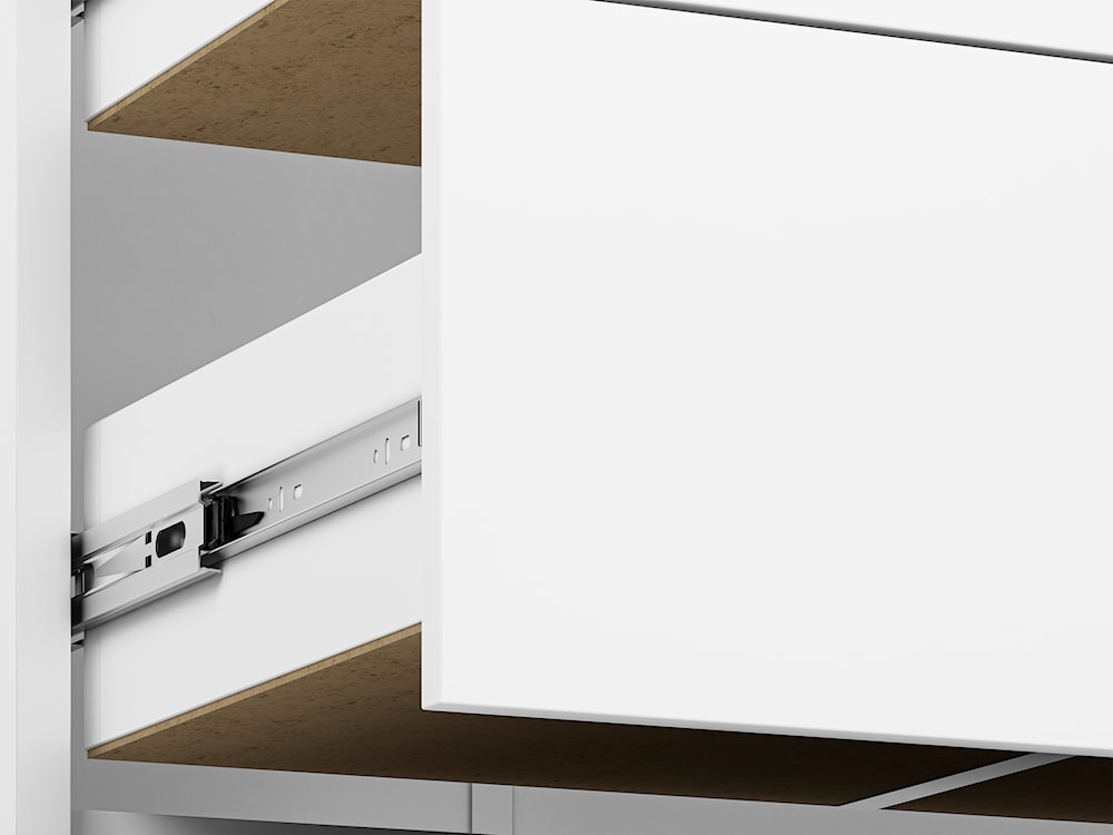 Komoda Rettio 74 cm z trzema szufladami i półką biała/buk Fjord  - zdjęcie 5