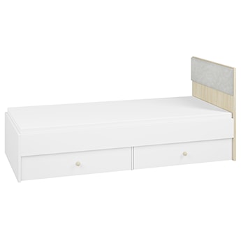 Łóżko Rettio 90x200 cm z dwiema szufladami i zagłówkiem białe/buk Fjord