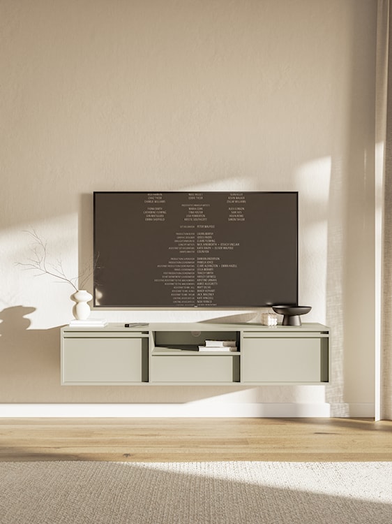 Szafka RTV dwudrzwiowa Evo z szufladą wisząca 154 cm kaszmir  - zdjęcie 2