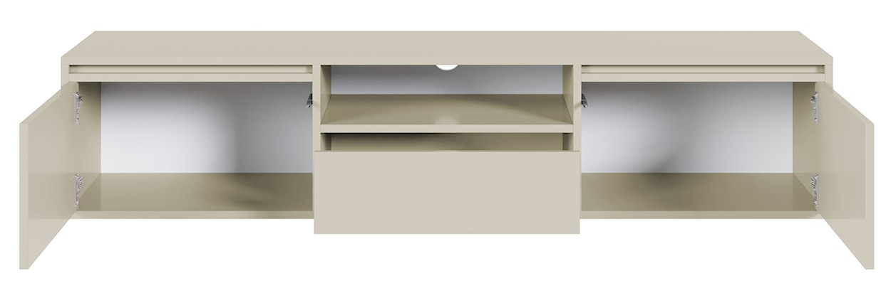 Szafka RTV dwudrzwiowa Evo z szufladą wisząca 154 cm Szary beż  - zdjęcie 4