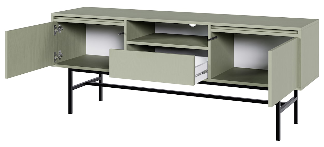 Szafka RTV dwudrzwiowa Evo z szufladą i stelażem 154 cm Szałwiowy  - zdjęcie 4