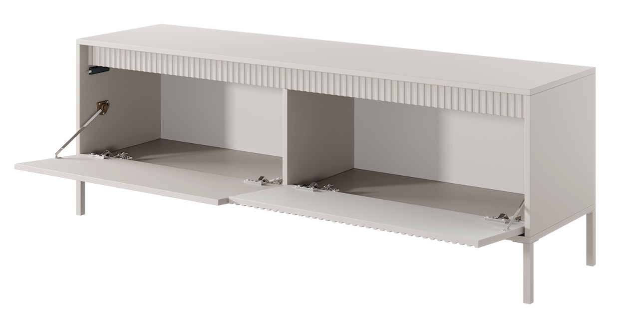 Szafka RTV Falsetto dwudrzwiowa z frezowanym frontem 153 cm Beżowa  - zdjęcie 4