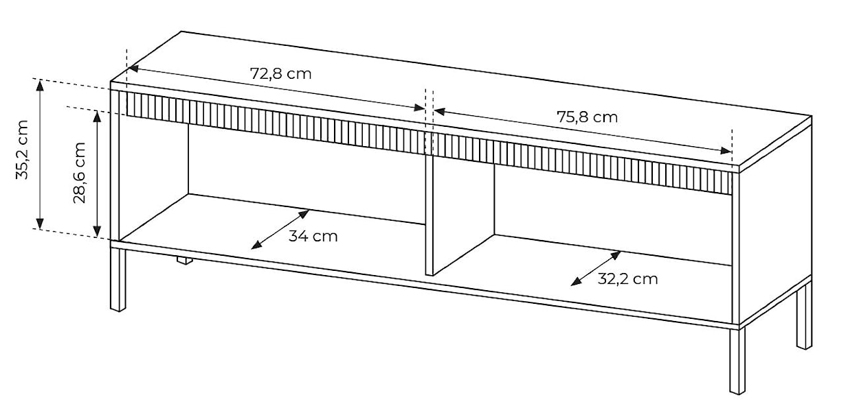 Szafka RTV Falsetto dwudrzwiowa z frezowanym frontem 153 cm Beżowa  - zdjęcie 5