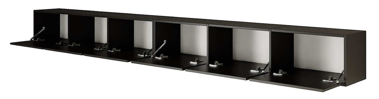 Szafka RTV Framme wisząca z sześcioma klapami 300 cm czarna  - zdjęcie 5