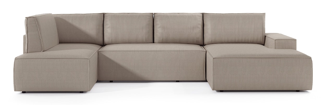 Narożnik z funkcją spania Farese New U-kształtny z pojemnikiem prawostronny beżowy sztruks