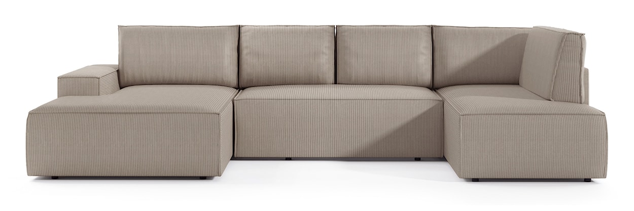 Narożnik z funkcją spania Farese New U-kształtny z pojemnikiem lewostronny beżowy sztruks