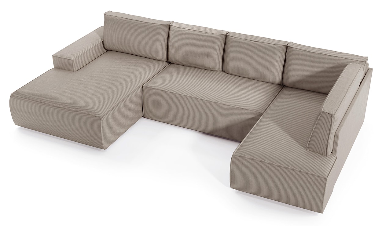 Narożnik z funkcją spania Farese New U-kształtny z pojemnikiem lewostronny beżowy sztruks  - zdjęcie 4