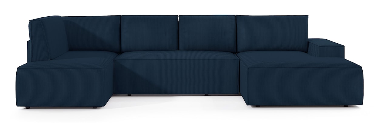 Narożnik z funkcją spania Farese New U-kształtny z pojemnikiem prawostronny granatowy sztruks