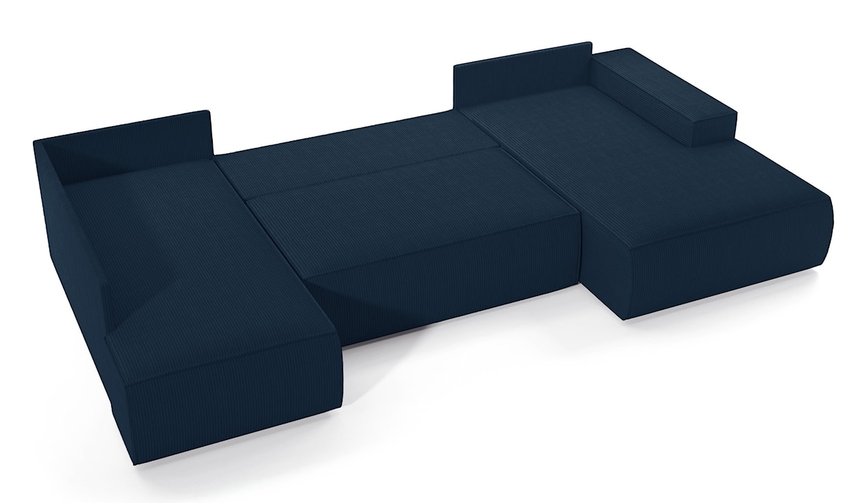Narożnik z funkcją spania Farese New U-kształtny z pojemnikiem prawostronny granatowy sztruks  - zdjęcie 3