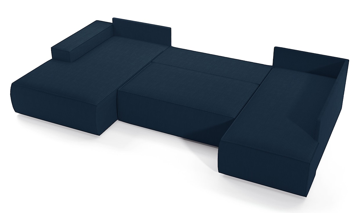 Narożnik z funkcją spania Farese New U-kształtny z pojemnikiem lewostronny granatowy sztruks  - zdjęcie 3