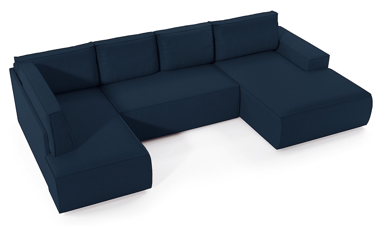 Narożnik z funkcją spania Farese New U-kształtny z pojemnikiem prawostronny granatowy sztruks  - zdjęcie 4