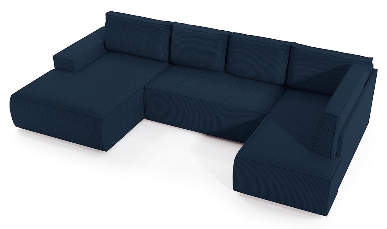 Narożnik z funkcją spania Farese New U-kształtny z pojemnikiem lewostronny granatowy sztruks  - zdjęcie 4