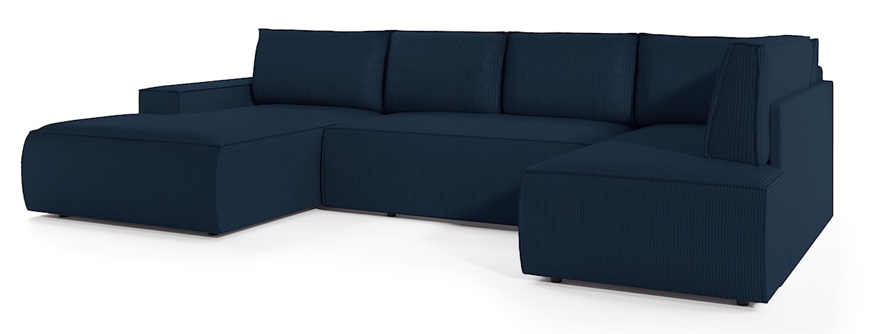 Narożnik z funkcją spania Farese New U-kształtny z pojemnikiem lewostronny granatowy sztruks  - zdjęcie 5