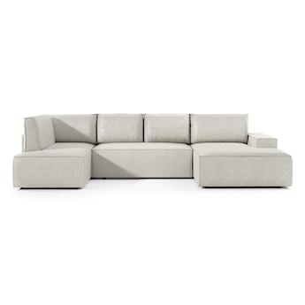 Narożnik z funkcją spania Farese New U-kształtny z pojemnikiem prawostronny kremowy sztruks