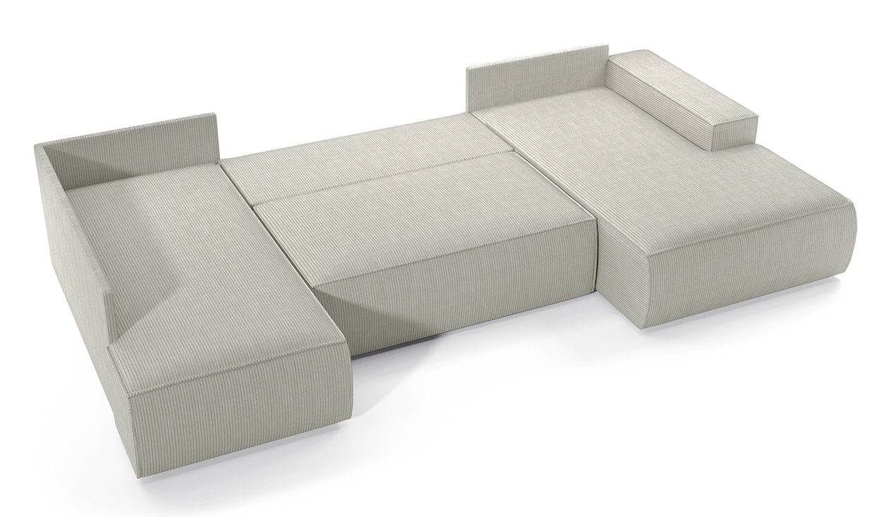 Narożnik z funkcją spania Farese New U-kształtny z pojemnikiem prawostronny kremowy sztruks  - zdjęcie 3