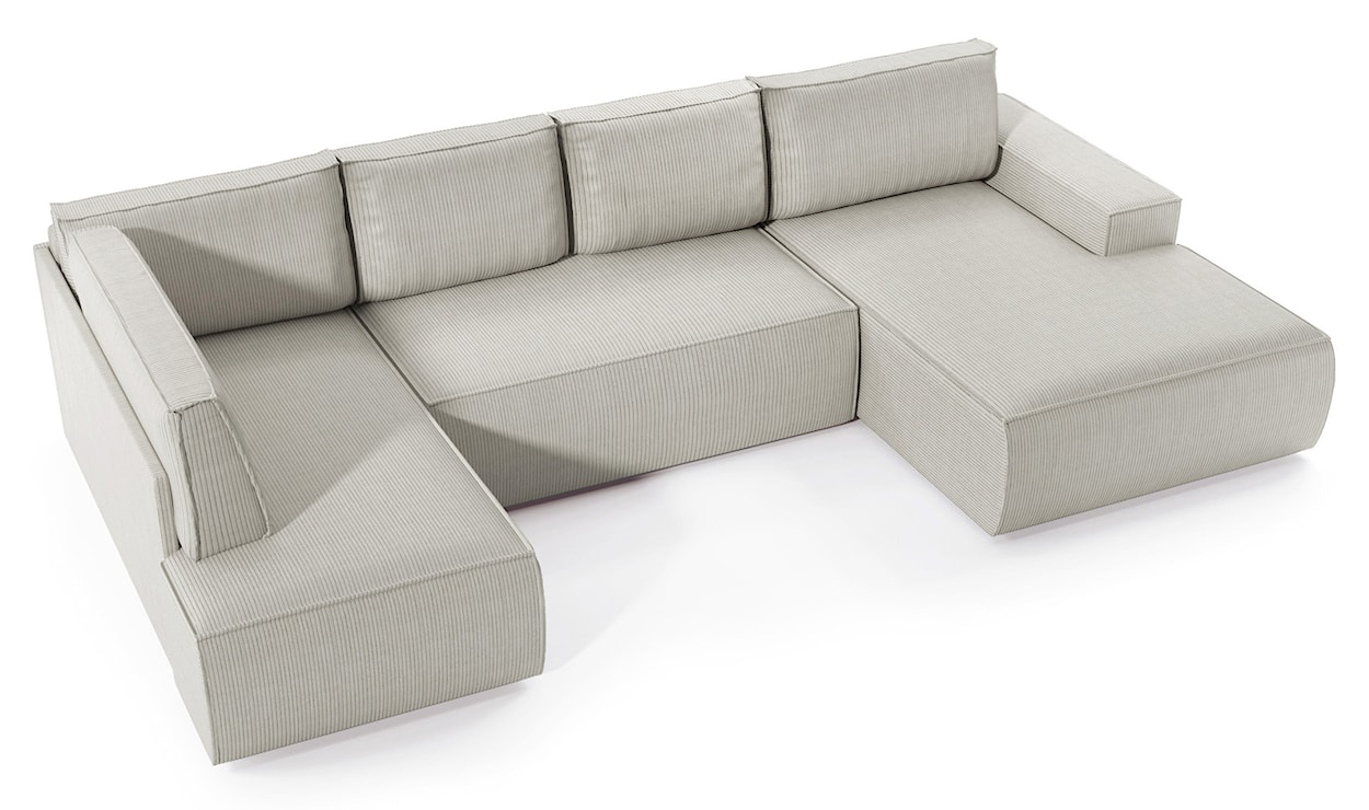 Narożnik z funkcją spania Farese New U-kształtny z pojemnikiem prawostronny kremowy sztruks  - zdjęcie 4