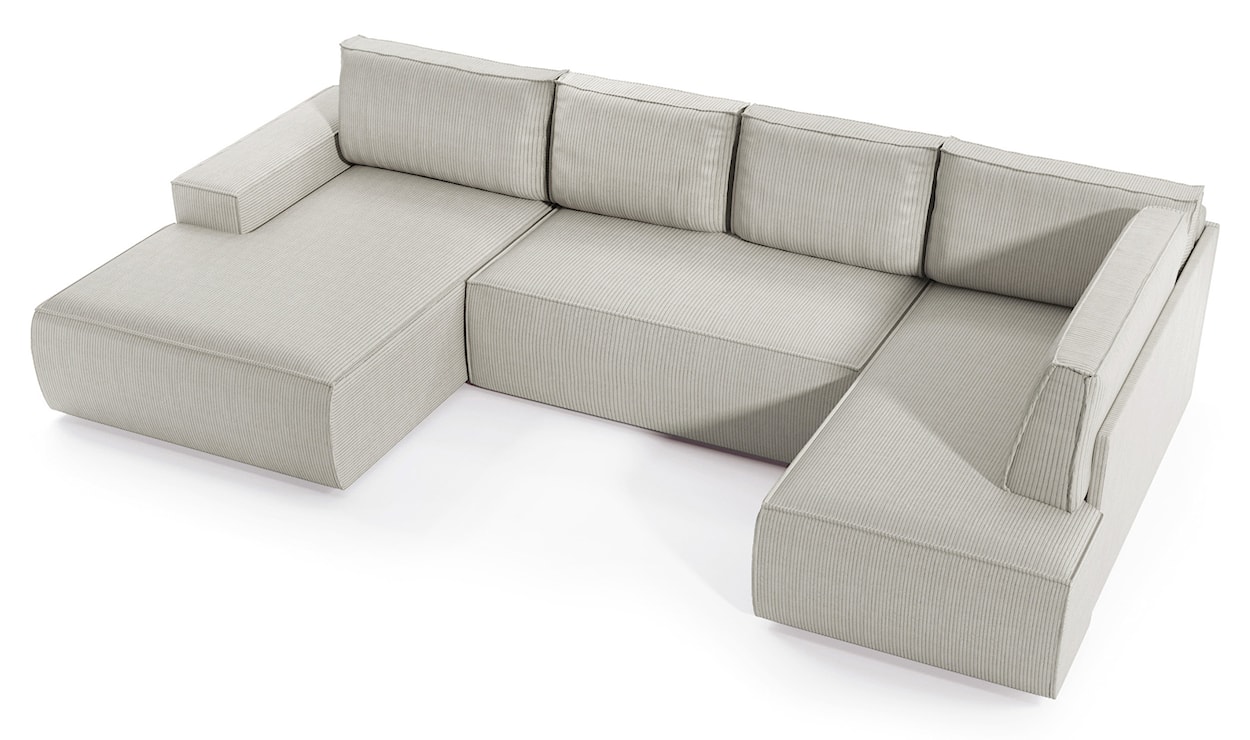 Narożnik z funkcją spania Farese New U-kształtny z pojemnikiem lewostronny kremowy sztruks  - zdjęcie 4