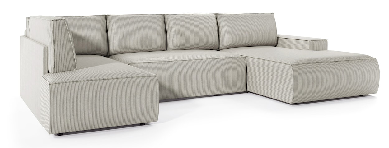 Narożnik z funkcją spania Farese New U-kształtny z pojemnikiem prawostronny kremowy sztruks  - zdjęcie 5