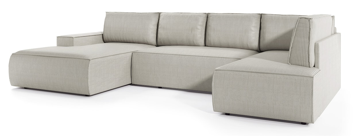 Narożnik z funkcją spania Farese New U-kształtny z pojemnikiem lewostronny kremowy sztruks  - zdjęcie 5