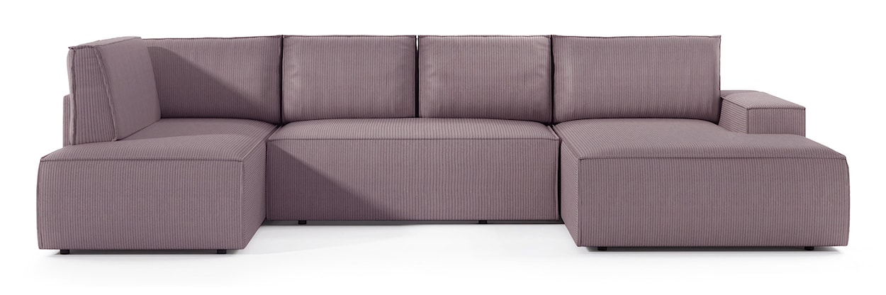 Narożnik z funkcją spania Farese New U-kształtny z pojemnikiem prawostronny różowy sztruks