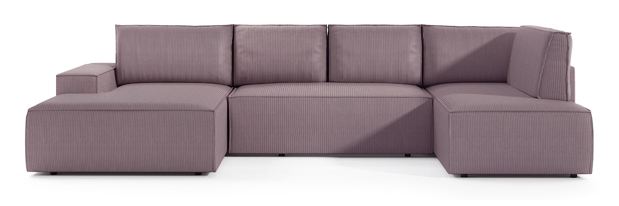 Narożnik z funkcją spania Farese New U-kształtny z pojemnikiem lewostronny różowy sztruks