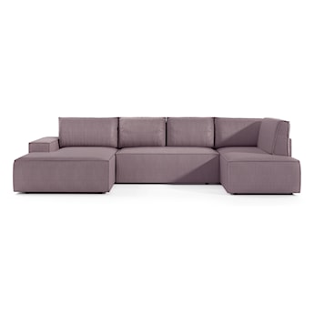 Narożnik z funkcją spania Farese New U-kształtny z pojemnikiem lewostronny różowy sztruks