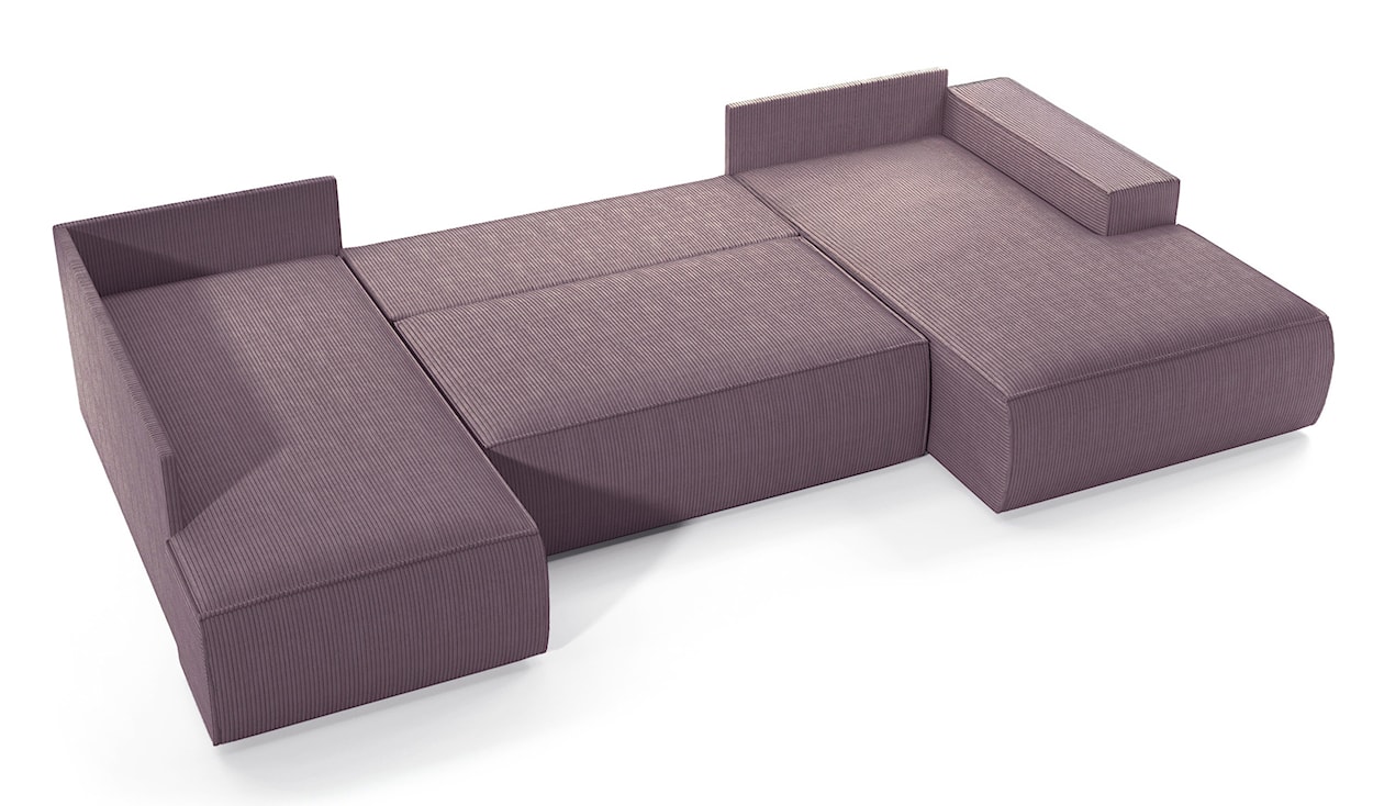 Narożnik z funkcją spania Farese New U-kształtny z pojemnikiem prawostronny różowy sztruks  - zdjęcie 3