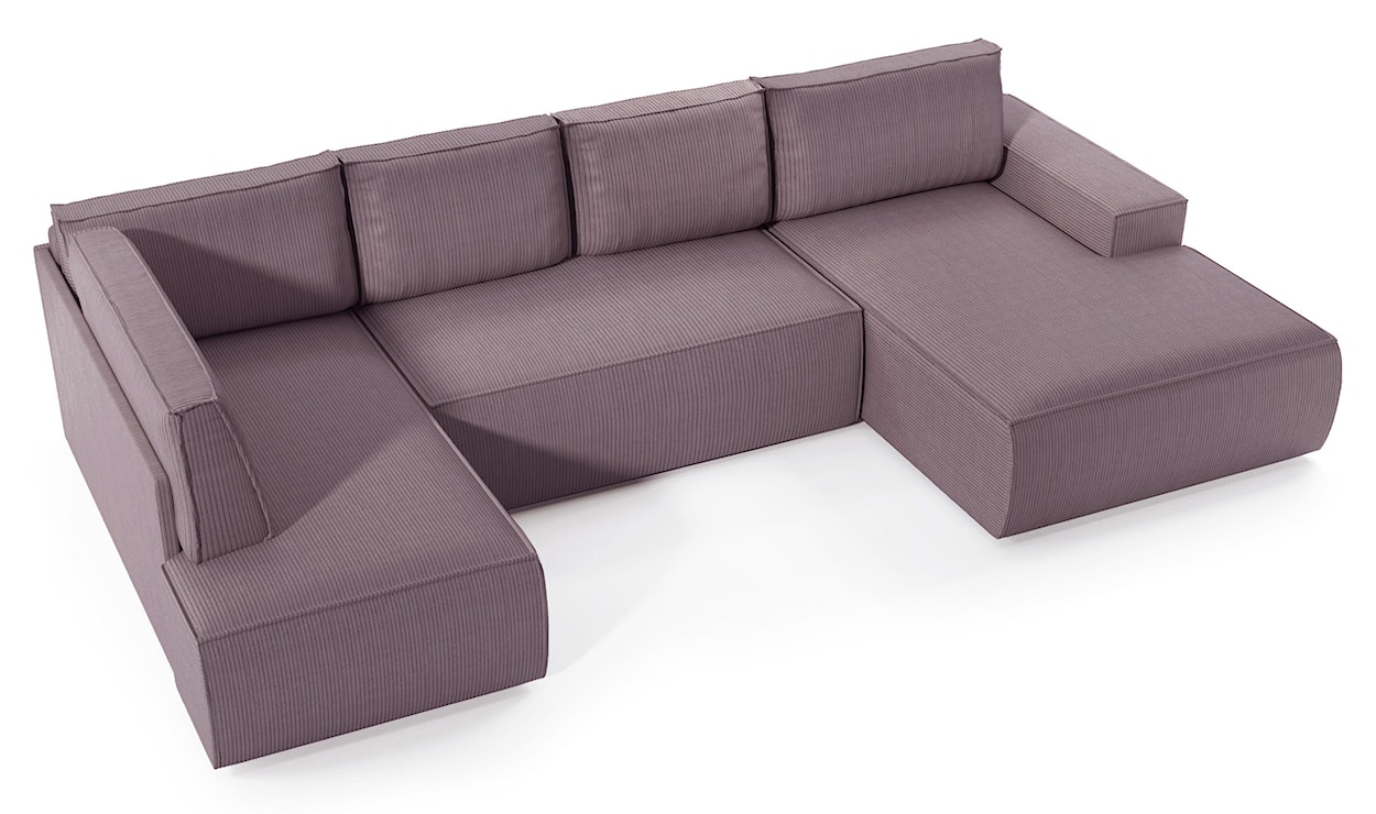 Narożnik z funkcją spania Farese New U-kształtny z pojemnikiem prawostronny różowy sztruks  - zdjęcie 4