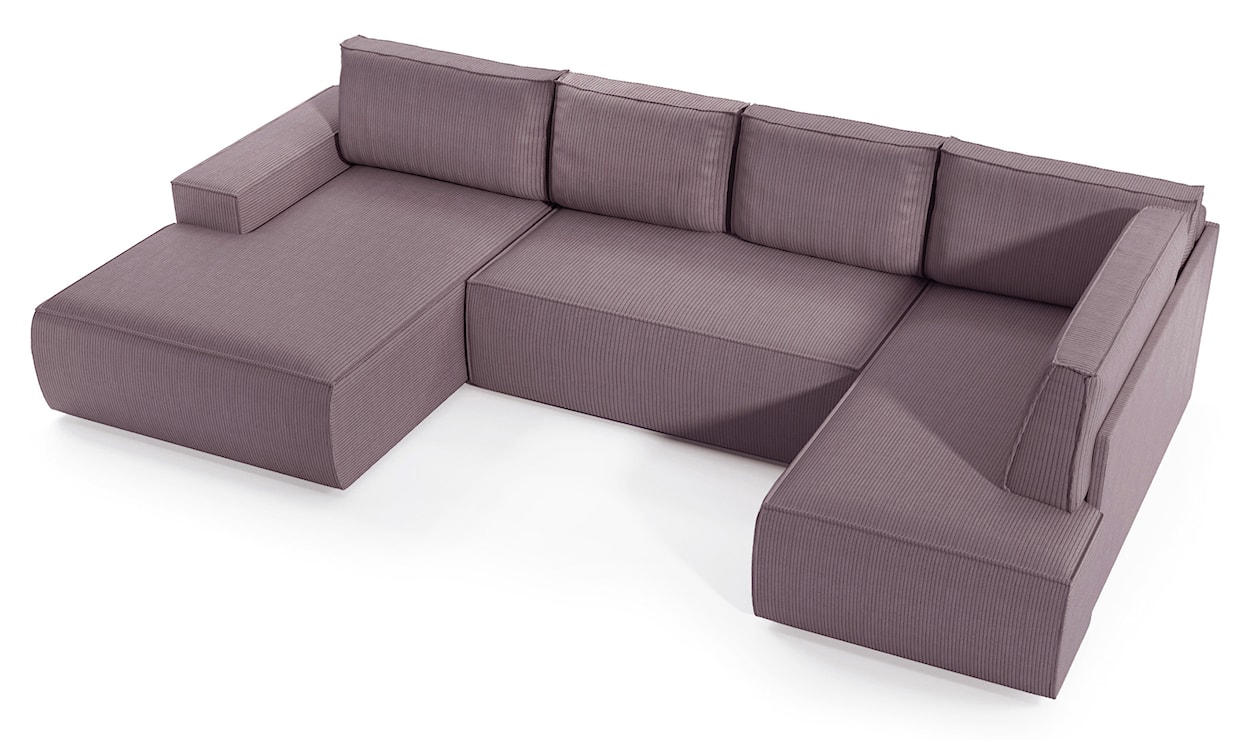 Narożnik z funkcją spania Farese New U-kształtny z pojemnikiem lewostronny różowy sztruks  - zdjęcie 4