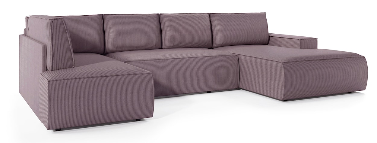 Narożnik z funkcją spania Farese New U-kształtny z pojemnikiem prawostronny różowy sztruks  - zdjęcie 5