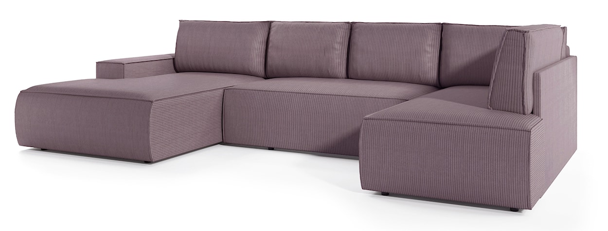 Narożnik z funkcją spania Farese New U-kształtny z pojemnikiem lewostronny różowy sztruks  - zdjęcie 5