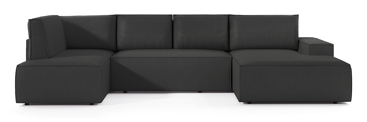 Narożnik z funkcją spania Farese New U-kształtny z pojemnikiem prawostronny ciemnoszary sztruks