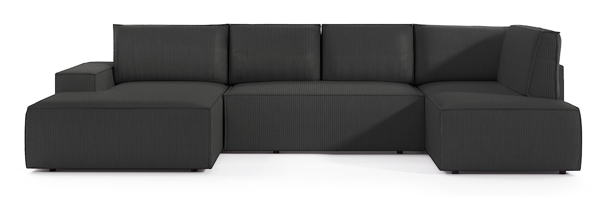 Narożnik z funkcją spania Farese New U-kształtny z pojemnikiem lewostronny ciemnoszary sztruks