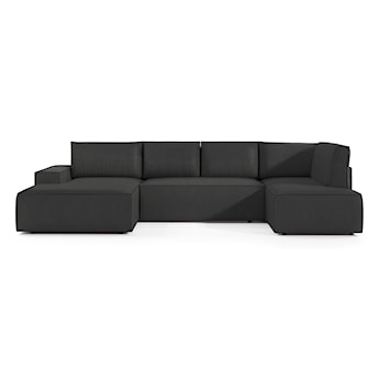 Narożnik z funkcją spania Farese New U-kształtny z pojemnikiem lewostronny ciemnoszary sztruks