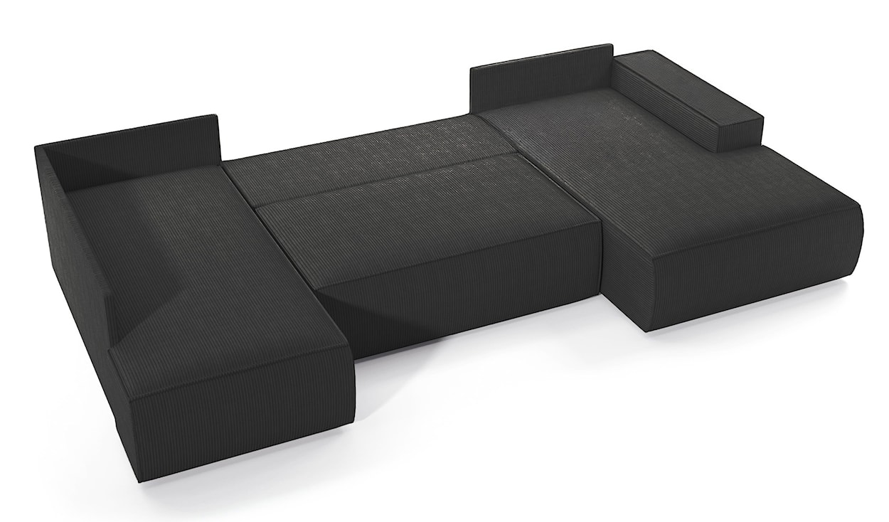 Narożnik z funkcją spania Farese New U-kształtny z pojemnikiem prawostronny ciemnoszary sztruks  - zdjęcie 3