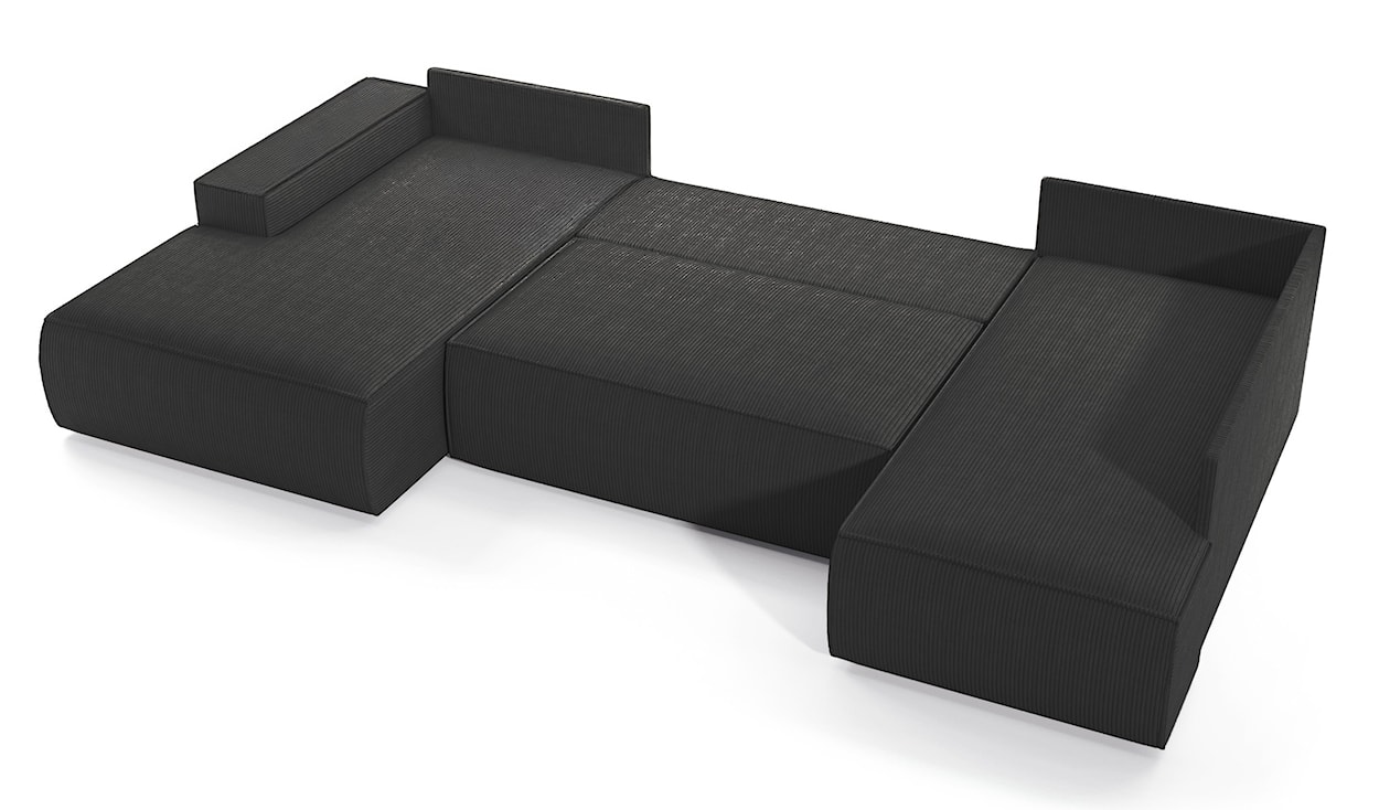 Narożnik z funkcją spania Farese New U-kształtny z pojemnikiem lewostronny ciemnoszary sztruks  - zdjęcie 3