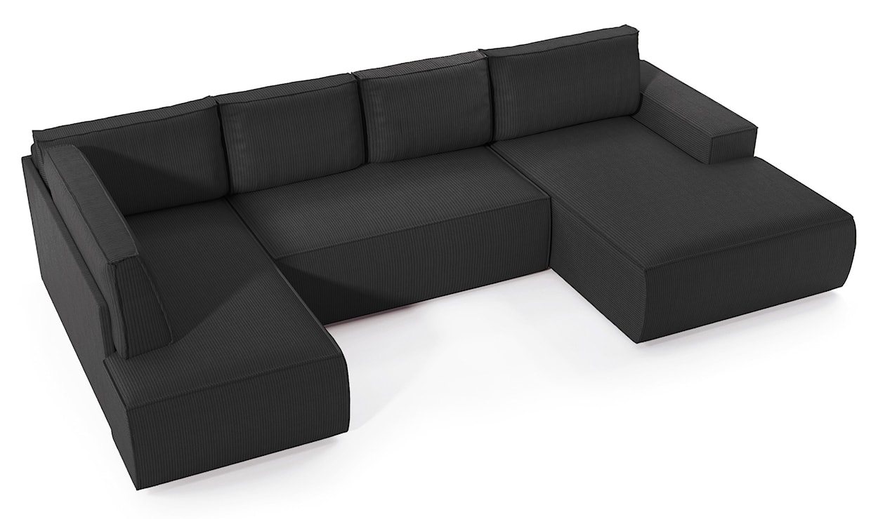 Narożnik z funkcją spania Farese New U-kształtny z pojemnikiem prawostronny ciemnoszary sztruks  - zdjęcie 4