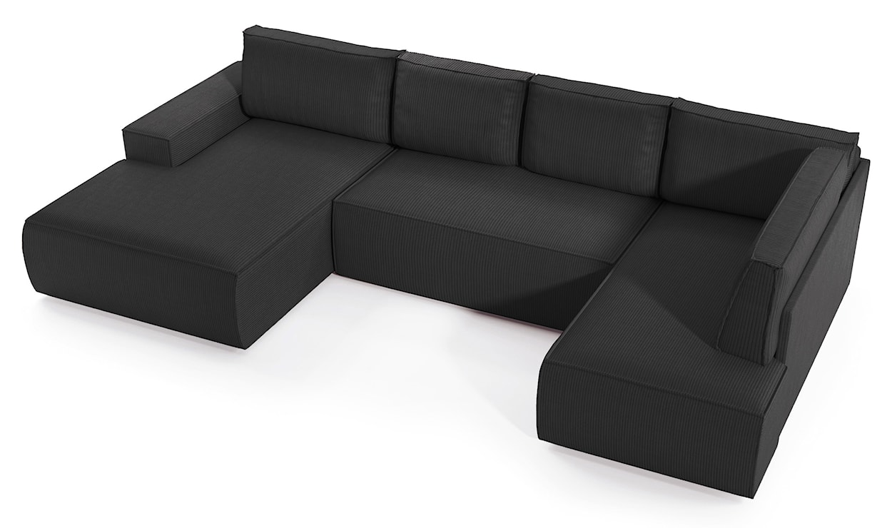 Narożnik z funkcją spania Farese New U-kształtny z pojemnikiem lewostronny ciemnoszary sztruks  - zdjęcie 4