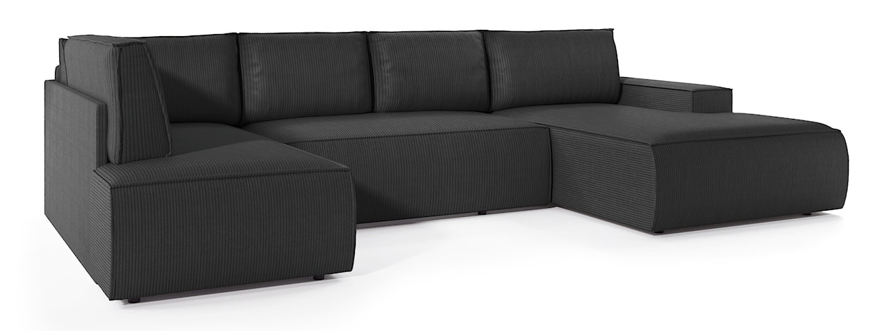 Narożnik z funkcją spania Farese New U-kształtny z pojemnikiem prawostronny ciemnoszary sztruks  - zdjęcie 5