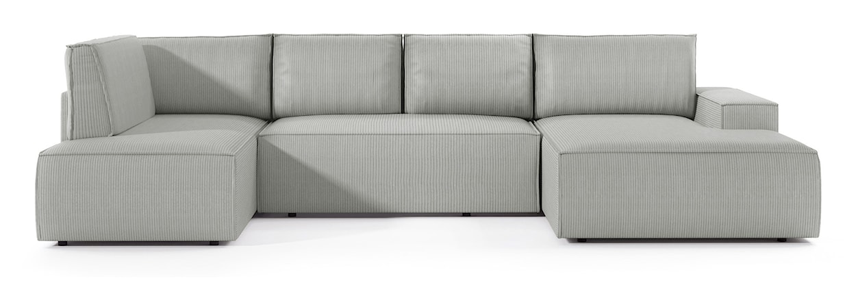 Narożnik z funkcją spania Farese New U-kształtny z pojemnikiem prawostronny jasnoszary sztruks