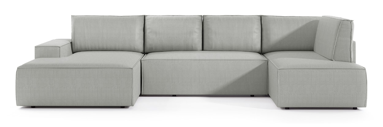 Narożnik z funkcją spania Farese New U-kształtny z pojemnikiem lewostronny jasnoszary sztruks