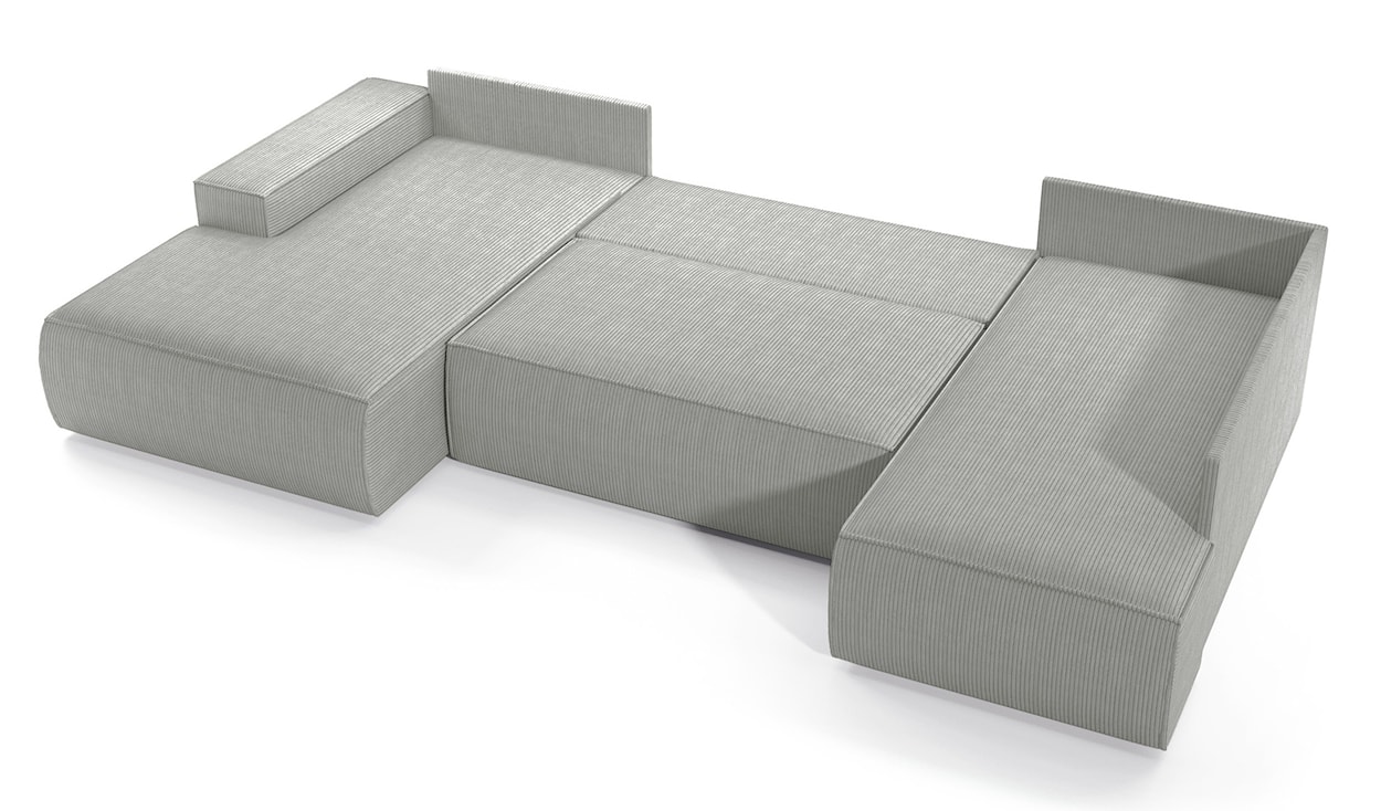 Narożnik z funkcją spania Farese New U-kształtny z pojemnikiem lewostronny jasnoszary sztruks  - zdjęcie 3