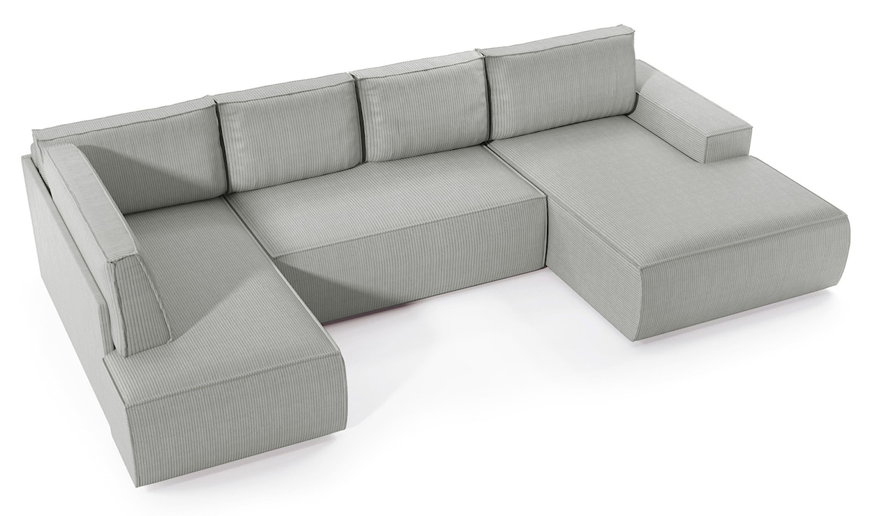 Narożnik z funkcją spania Farese New U-kształtny z pojemnikiem prawostronny jasnoszary sztruks  - zdjęcie 4